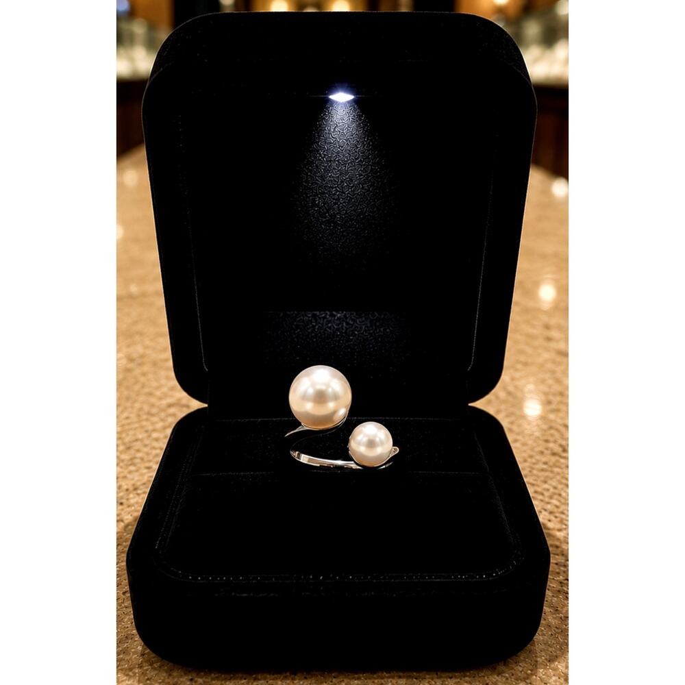 Trendy Magical Faux Pearl Cuff Ring Silver One Size